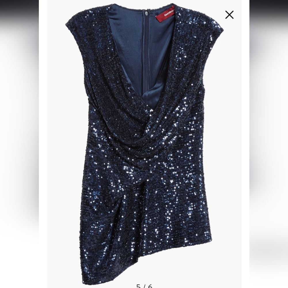 Sies Marjan Neela Navy Sequin Party Event Top Sz 2 NWT